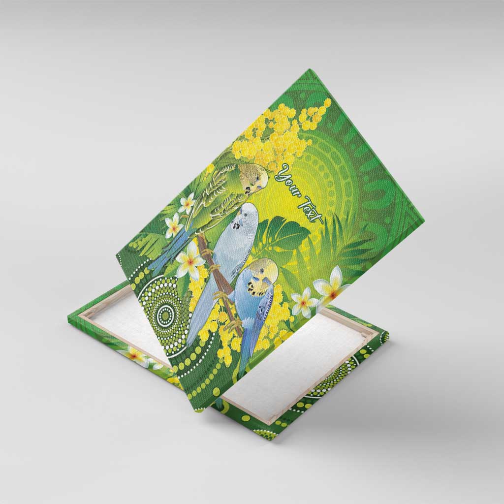 Personalised Budgerigar Australia and Golden Wattle Canvas Wall Art Budgie Aboriginal Art