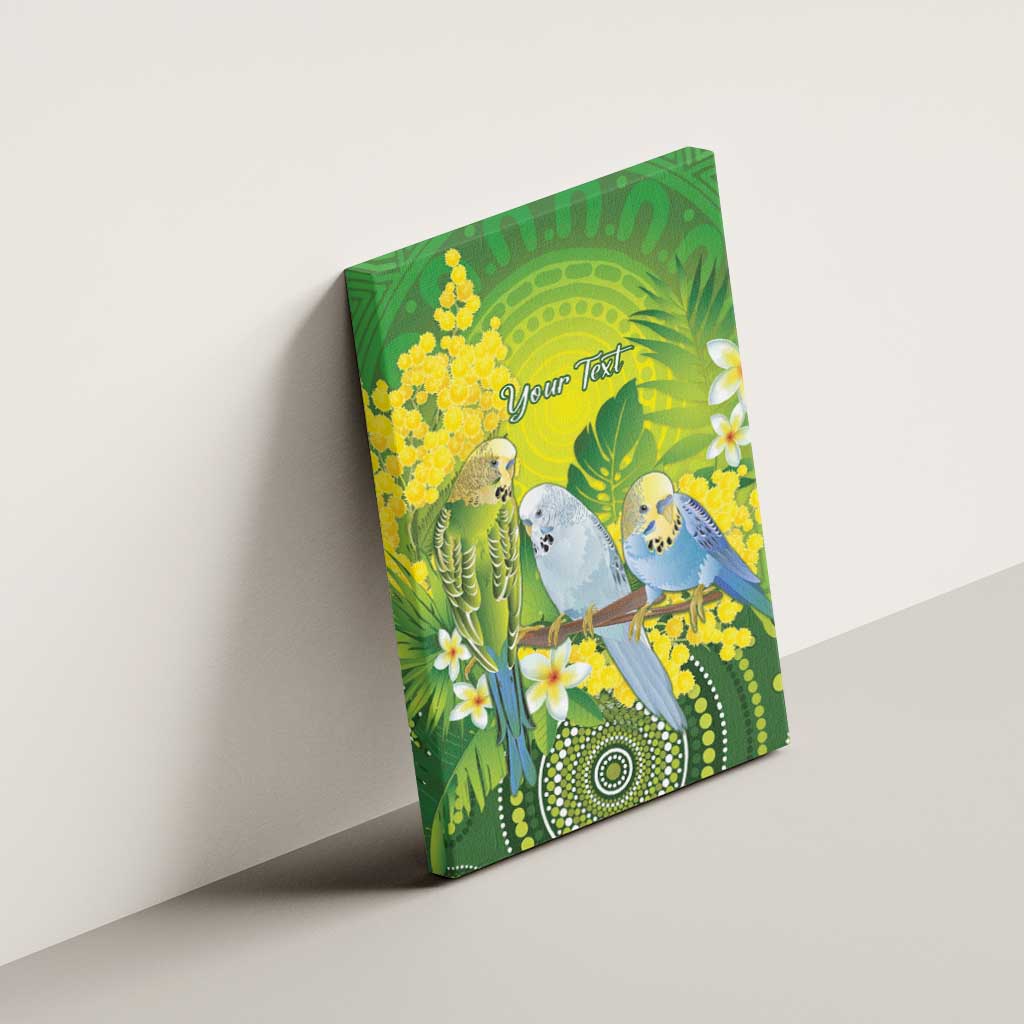 Personalised Budgerigar Australia and Golden Wattle Canvas Wall Art Budgie Aboriginal Art