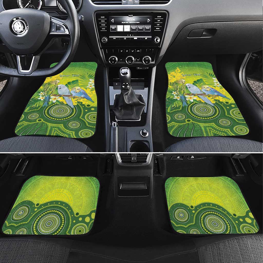 Personalised Budgerigar Australia and Golden Wattle Car Mats Budgie Aboriginal Art