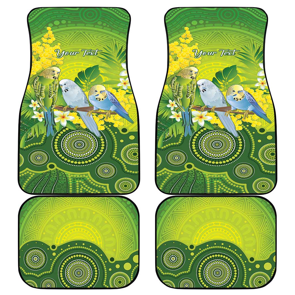 Personalised Budgerigar Australia and Golden Wattle Car Mats Budgie Aboriginal Art