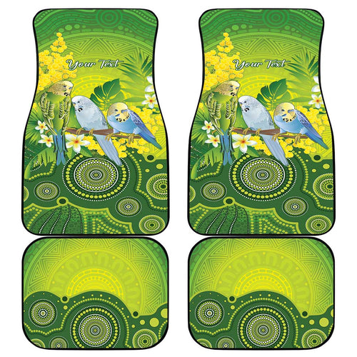 Personalised Budgerigar Australia and Golden Wattle Car Mats Budgie Aboriginal Art