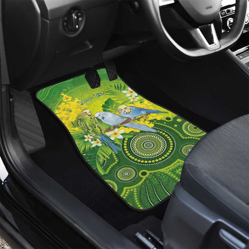 Personalised Budgerigar Australia and Golden Wattle Car Mats Budgie Aboriginal Art