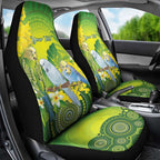 Personalised Budgerigar Australia and Golden Wattle Car Seat Cover Budgie Aboriginal Art