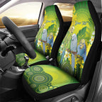 Personalised Budgerigar Australia and Golden Wattle Car Seat Cover Budgie Aboriginal Art