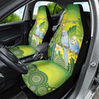 Personalised Budgerigar Australia and Golden Wattle Car Seat Cover Budgie Aboriginal Art