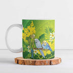 Personalised Budgerigar Australia and Golden Wattle Ceramic Mug Budgie Aboriginal Art - Aussie Hoodie