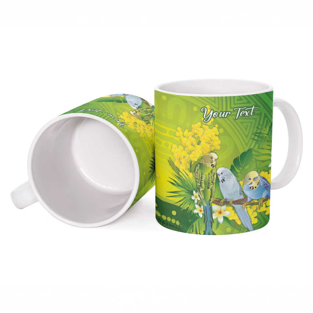Personalised Budgerigar Australia and Golden Wattle Ceramic Mug Budgie Aboriginal Art - Aussie Hoodie