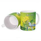 Personalised Budgerigar Australia and Golden Wattle Ceramic Mug Budgie Aboriginal Art - Aussie Hoodie
