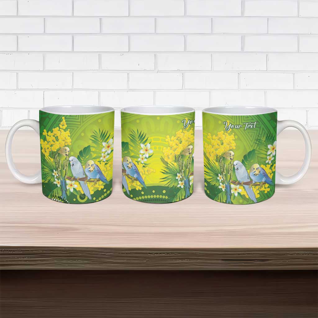 Personalised Budgerigar Australia and Golden Wattle Ceramic Mug Budgie Aboriginal Art - Aussie Hoodie