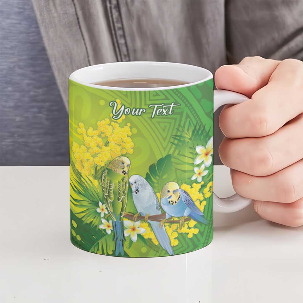 Personalised Budgerigar Australia and Golden Wattle Ceramic Mug Budgie Aboriginal Art - Aussie Hoodie