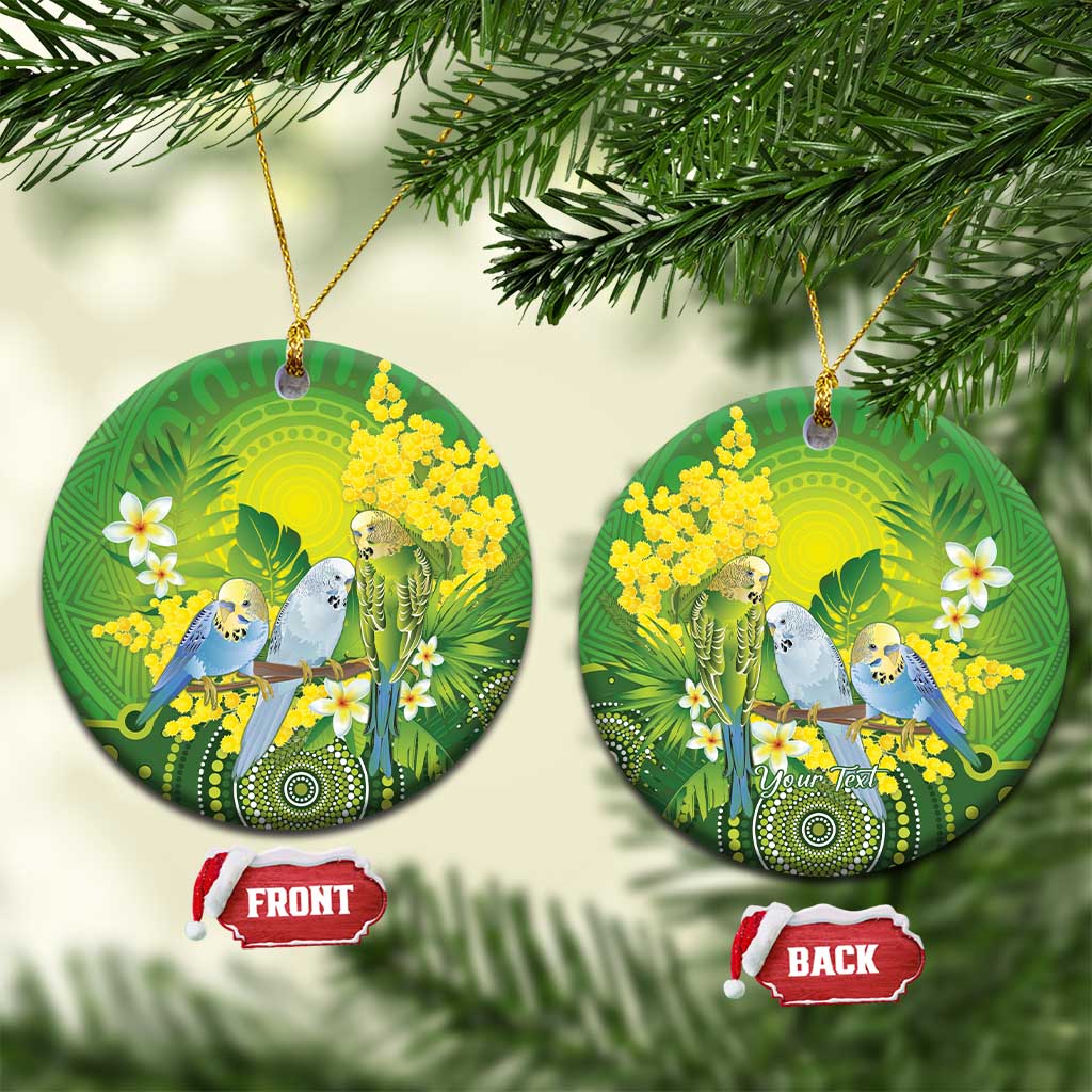 Personalised Budgerigar Australia and Golden Wattle Ceramic Ornament Budgie Aboriginal Art - Aussie Hoodie