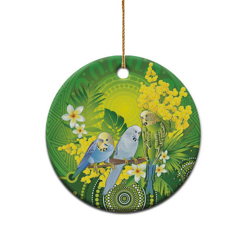 Personalised Budgerigar Australia and Golden Wattle Ceramic Ornament Budgie Aboriginal Art - Aussie Hoodie
