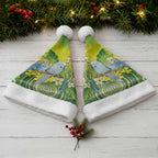 Personalised Budgerigar Australia and Golden Wattle Christmas Santa Hat Budgie Aboriginal Art - Aussie Hoodie