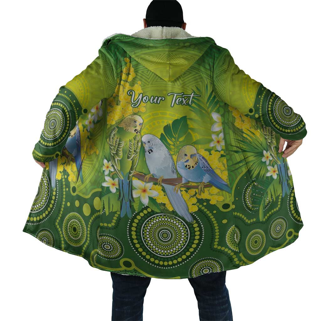 Personalised Budgerigar Australia and Golden Wattle Cloak Budgie Aboriginal Art - Aussie Hoodie