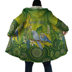 Personalised Budgerigar Australia and Golden Wattle Cloak Budgie Aboriginal Art - Aussie Hoodie