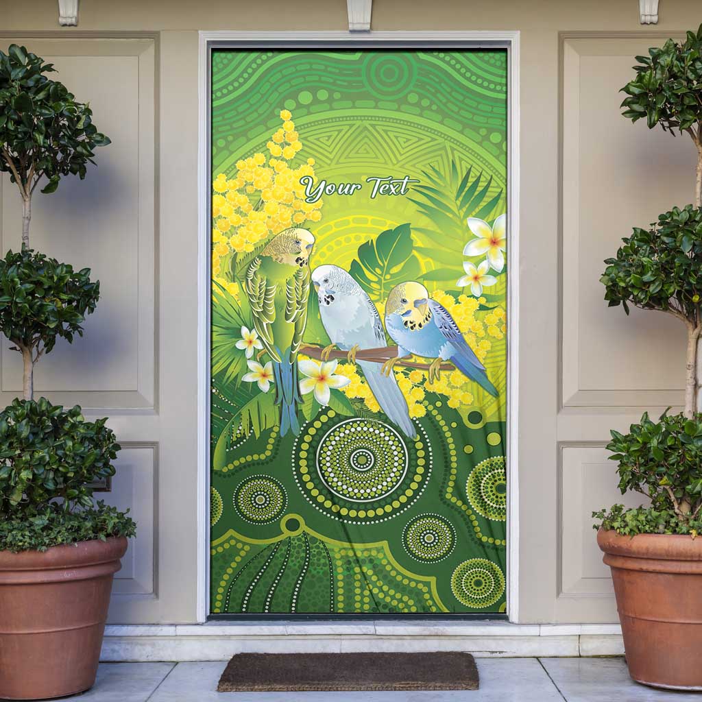 Personalised Budgerigar Australia and Golden Wattle Door Cover Budgie Aboriginal Art - Aussie Hoodie