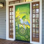 Personalised Budgerigar Australia and Golden Wattle Door Cover Budgie Aboriginal Art - Aussie Hoodie