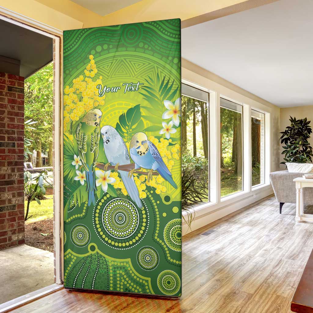 Personalised Budgerigar Australia and Golden Wattle Door Cover Budgie Aboriginal Art - Aussie Hoodie