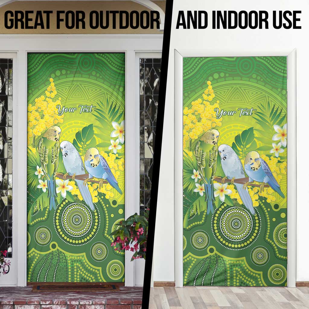 Personalised Budgerigar Australia and Golden Wattle Door Cover Budgie Aboriginal Art - Aussie Hoodie