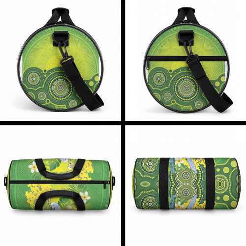 Personalised Budgerigar Australia and Golden Wattle Duffle Bag Budgie Aboriginal Art