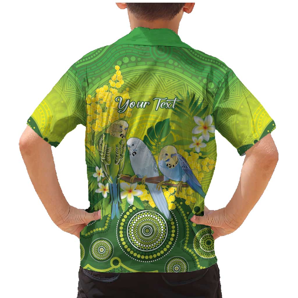Personalised Budgerigar Australia and Golden Wattle Family Matching Mermaid Dress and Hawaiian Shirt Budgie Aboriginal Art