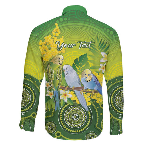 Personalised Budgerigar Australia and Golden Wattle Family Matching Summer Maxi Dress and Hawaiian Shirt Budgie Aboriginal Art