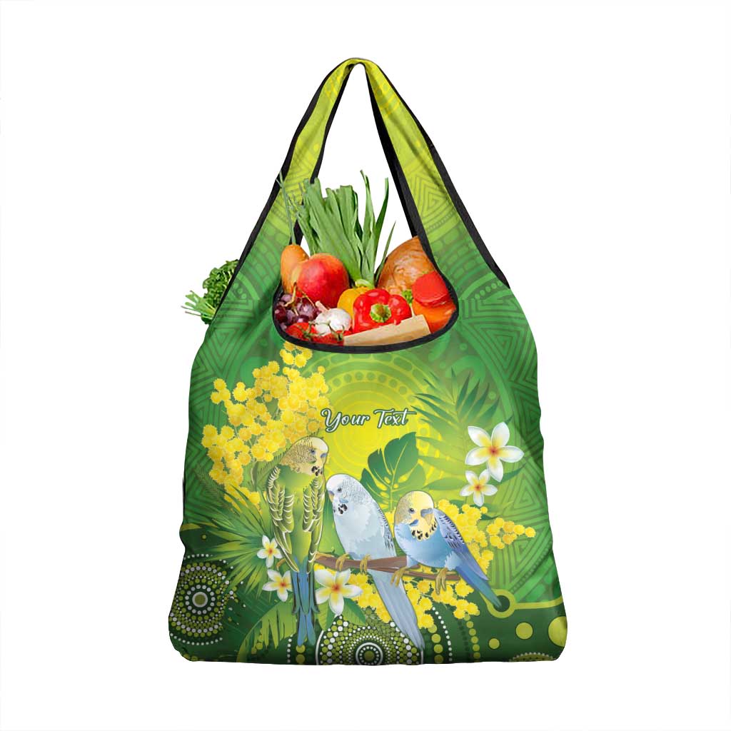 Personalised Budgerigar Australia and Golden Wattle Grocery Bag Budgie Aboriginal Art