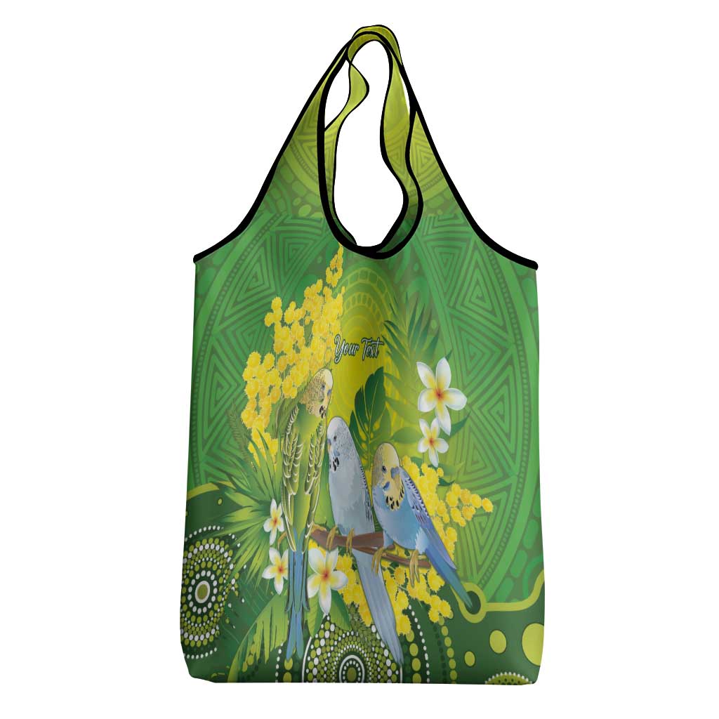 Personalised Budgerigar Australia and Golden Wattle Grocery Bag Budgie Aboriginal Art
