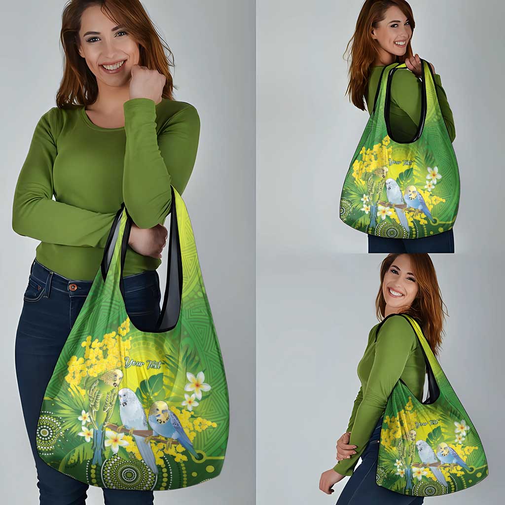 Personalised Budgerigar Australia and Golden Wattle Grocery Bag Budgie Aboriginal Art