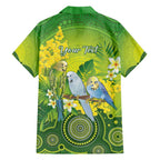 Personalised Budgerigar Australia and Golden Wattle Hawaiian Shirt Budgie Aboriginal Art