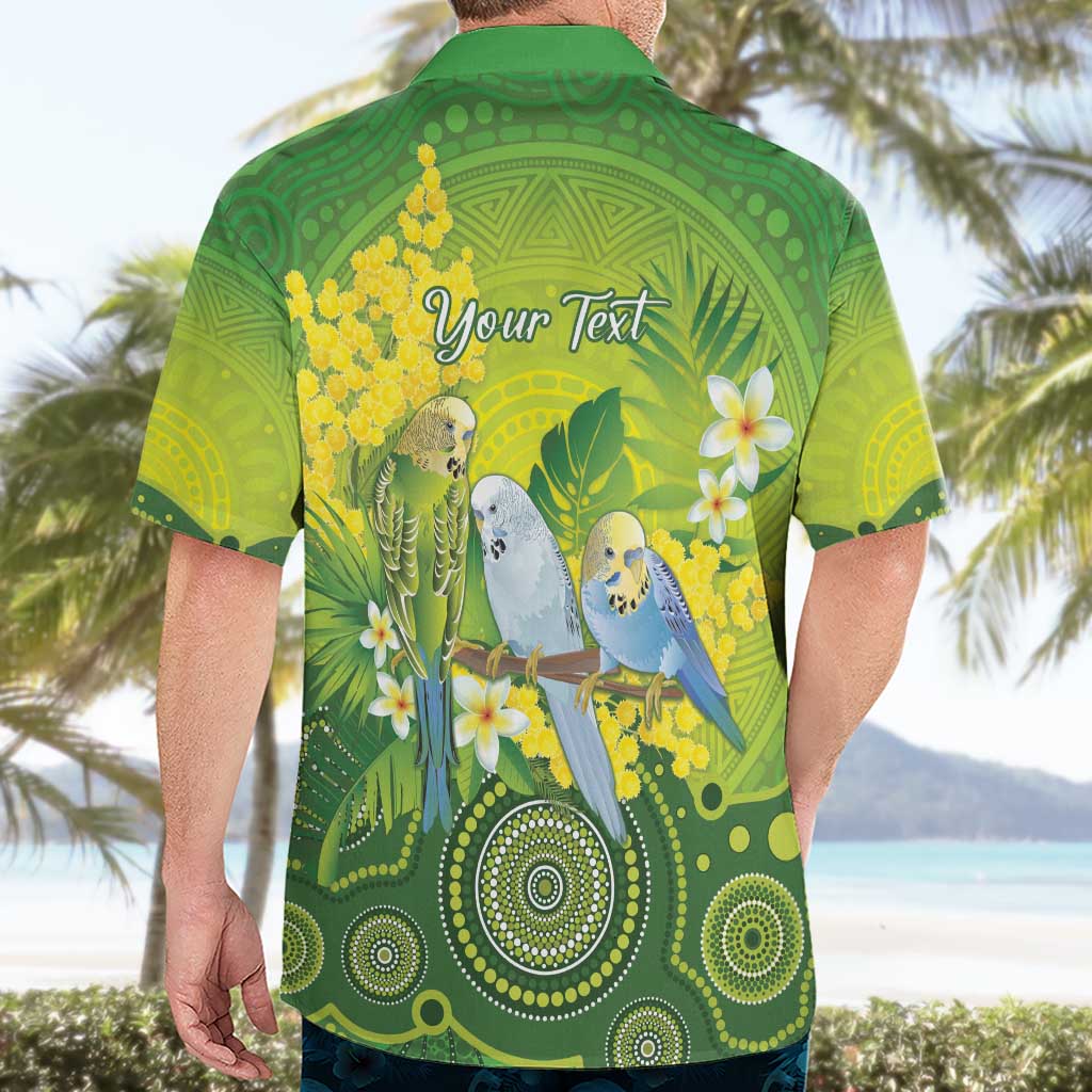 Personalised Budgerigar Australia and Golden Wattle Hawaiian Shirt Budgie Aboriginal Art