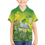 Personalised Budgerigar Australia and Golden Wattle Hawaiian Shirt Budgie Aboriginal Art