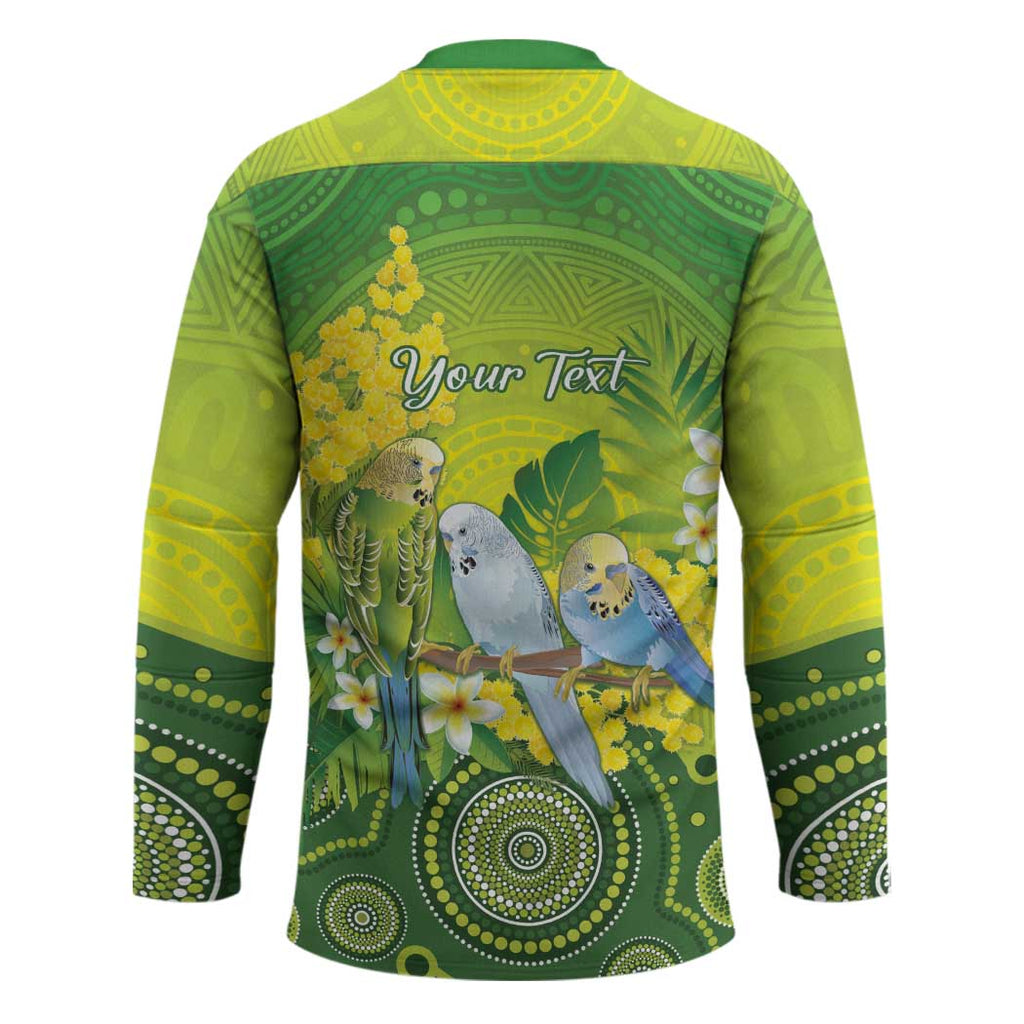 Personalised Budgerigar Australia and Golden Wattle Hockey Jersey Budgie Aboriginal Art - Aussie Hoodie