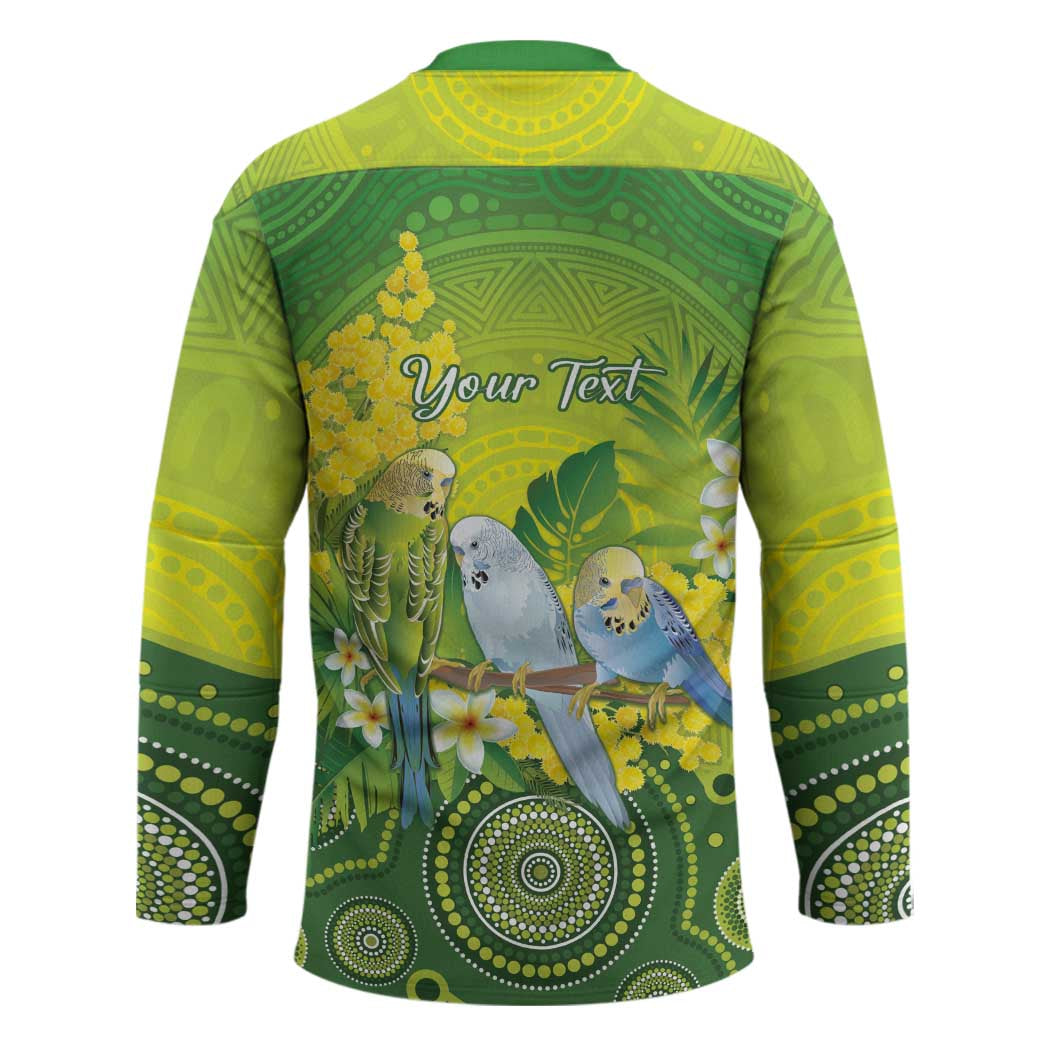Personalised Budgerigar Australia and Golden Wattle Hockey Jersey Budgie Aboriginal Art - Aussie Hoodie