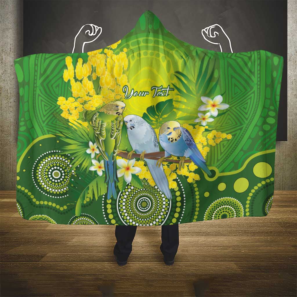 Personalised Budgerigar Australia and Golden Wattle Hooded Blanket Budgie Aboriginal Art