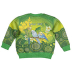 Personalised Budgerigar Australia and Golden Wattle Kid Ugly Christmas Sweater Budgie Aboriginal Art - Aussie Hoodie