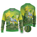 Personalised Budgerigar Australia and Golden Wattle Ugly Christmas Sweater Budgie Aboriginal Art - Aussie Hoodie