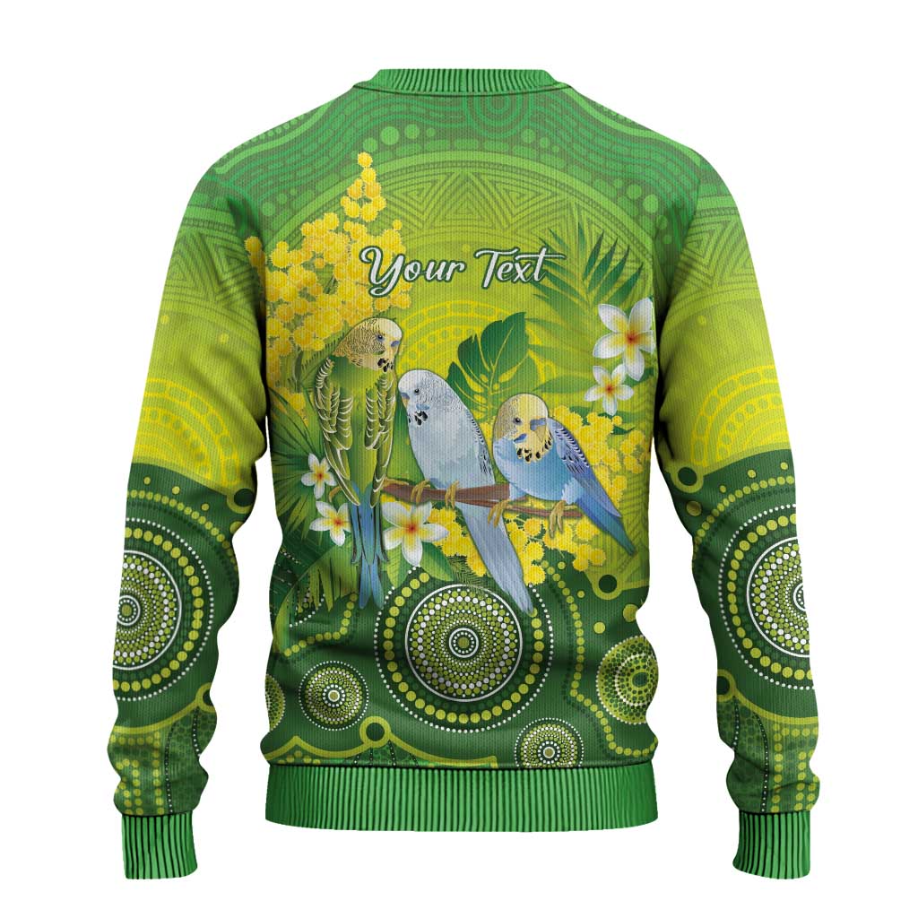 Personalised Budgerigar Australia and Golden Wattle Ugly Christmas Sweater Budgie Aboriginal Art - Aussie Hoodie