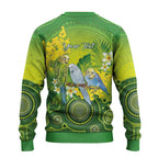 Personalised Budgerigar Australia and Golden Wattle Ugly Christmas Sweater Budgie Aboriginal Art - Aussie Hoodie