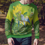 Personalised Budgerigar Australia and Golden Wattle Ugly Christmas Sweater Budgie Aboriginal Art - Aussie Hoodie