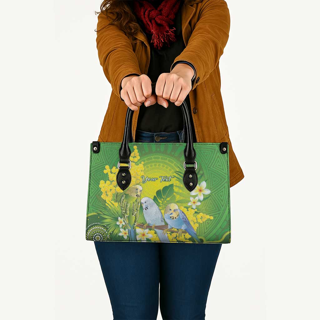 Personalised Budgerigar Australia and Golden Wattle Leather Bag Budgie Aboriginal Art - Aussie Hoodie