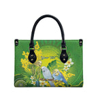 Personalised Budgerigar Australia and Golden Wattle Leather Bag Budgie Aboriginal Art - Aussie Hoodie
