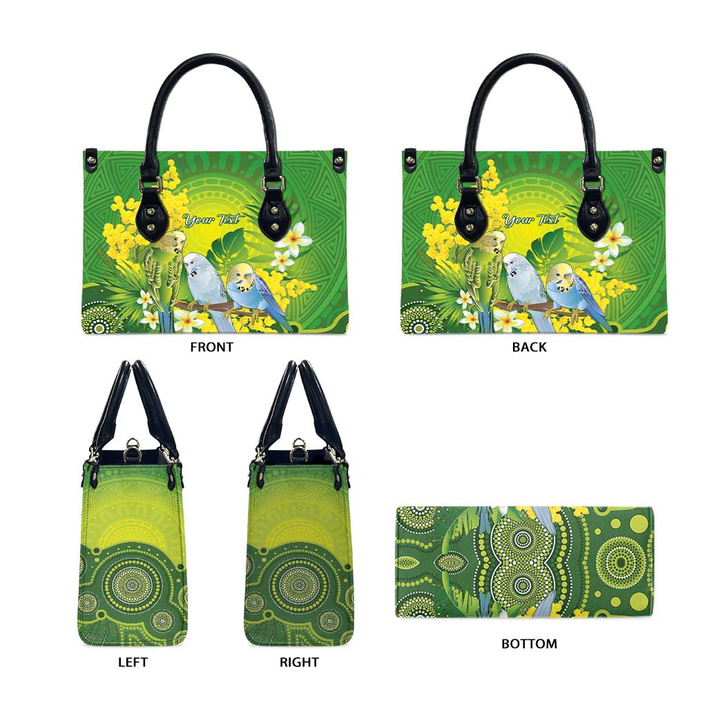 Personalised Budgerigar Australia and Golden Wattle Leather Bag Budgie Aboriginal Art - Aussie Hoodie