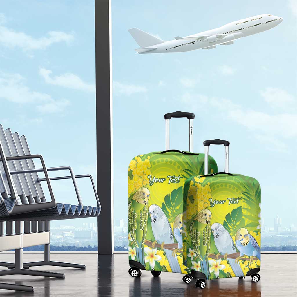 Personalised Budgerigar Australia and Golden Wattle Luggage Cover Budgie Aboriginal Art