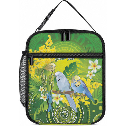 Personalised Budgerigar Australia and Golden Wattle Lunch Bag Budgie Aboriginal Art