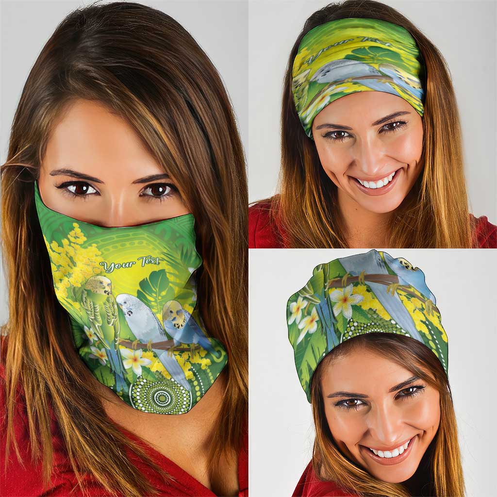 Personalised Budgerigar Australia and Golden Wattle Neck Gaiter Budgie Aboriginal Art - Aussie Hoodie