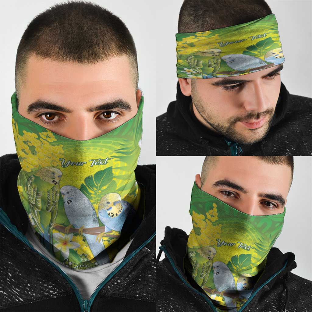 Personalised Budgerigar Australia and Golden Wattle Neck Gaiter Budgie Aboriginal Art - Aussie Hoodie