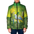 Personalised Budgerigar Australia and Golden Wattle Padded Jacket Budgie Aboriginal Art - Aussie Hoodie