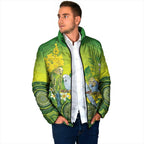 Personalised Budgerigar Australia and Golden Wattle Padded Jacket Budgie Aboriginal Art - Aussie Hoodie
