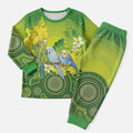 Personalised Budgerigar Australia and Golden Wattle Christmas Pajama Set Budgie Aboriginal Art - Aussie Hoodie